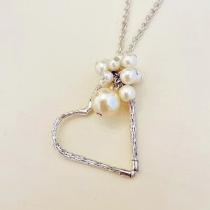 Silver Pearl Heart Necklace